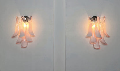 Murano Vegglampe | Rosa Lattimo Konglebladglass | 1 par