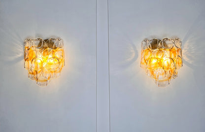 Murano Vegglampe | 10 Hvite Crostoliglass | 1 par