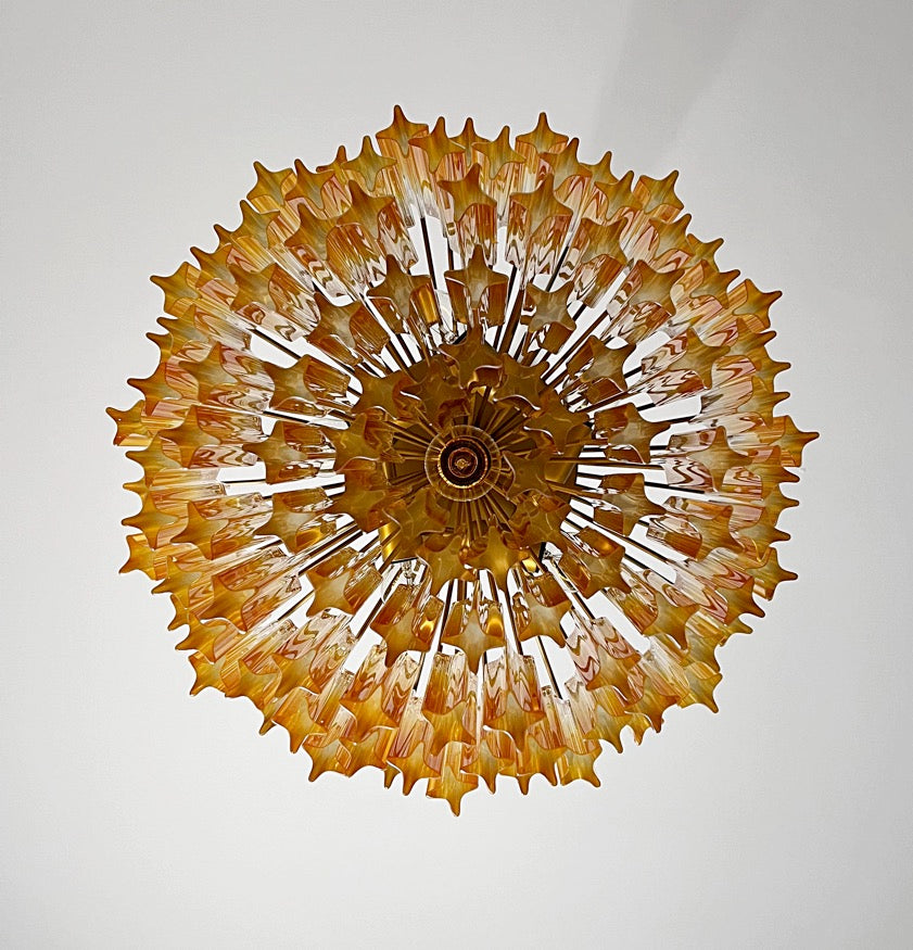 Murano Lysekrone | 107 Gule Prismeglass