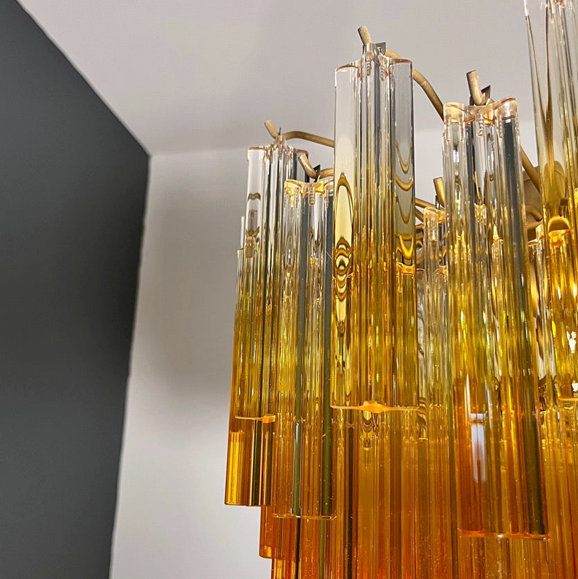 Murano Lysekrone | 107 Gule Prismeglass