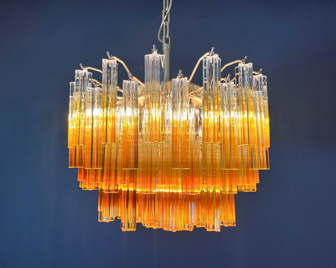 Murano Lysekrone | 107 Gule Prismeglass