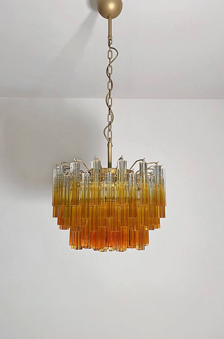 Murano Lysekrone | 107 Gule Prismeglass