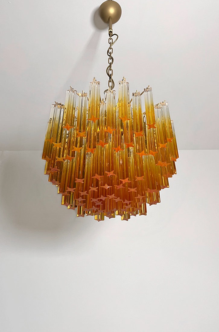 Murano Lysekrone | 107 Gule Prismeglass
