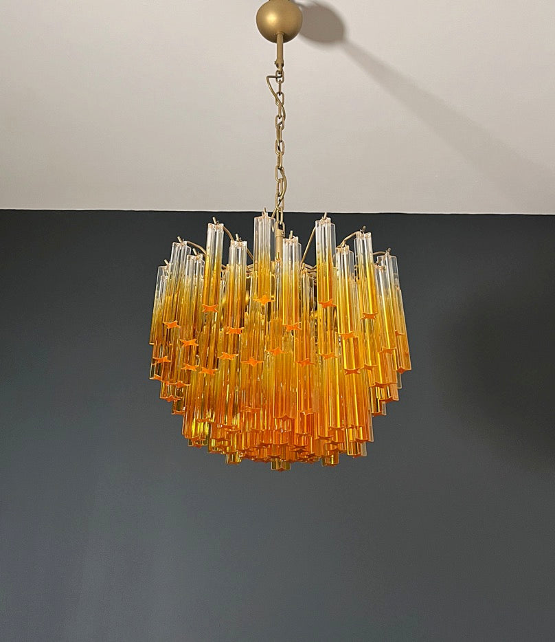Murano Lysekrone | 107 Gule Prismeglass