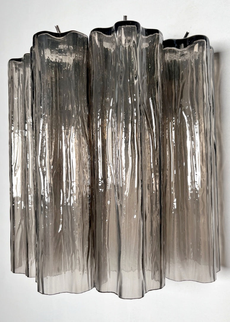 Murano Wandlamp – 5 Gerookte Buisglazen – Set van 2 – detail 3 – Murano Classics