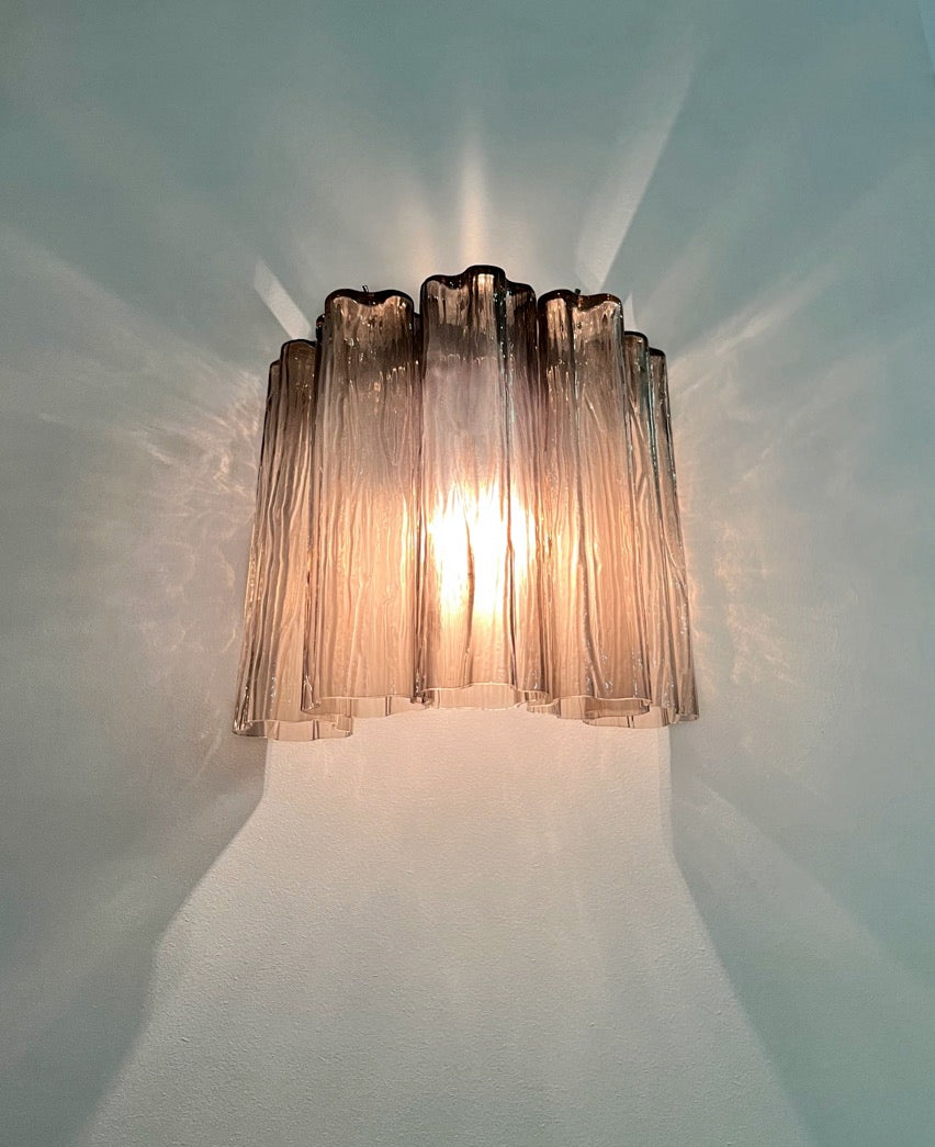 Murano Vegglampe | 5 Røykfargede Rørglass | 1 par