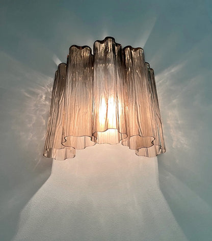 Murano Vegglampe | 5 Røykfargede Rørglass | 1 par