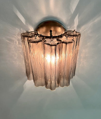 Murano Vegglampe | 5 Røykfargede Rørglass | 1 par