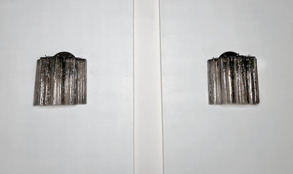 Murano Vegglampe | 5 Røykfargede Rørglass | 1 par