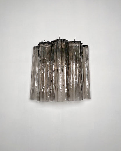 Murano Vegglampe | 5 Røykfargede Rørglass | 1 par