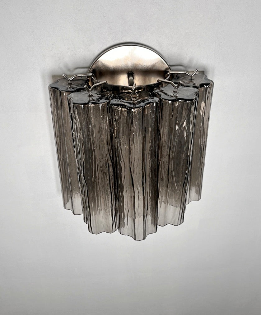 Murano Vegglampe | 5 Røykfargede Rørglass | 1 par