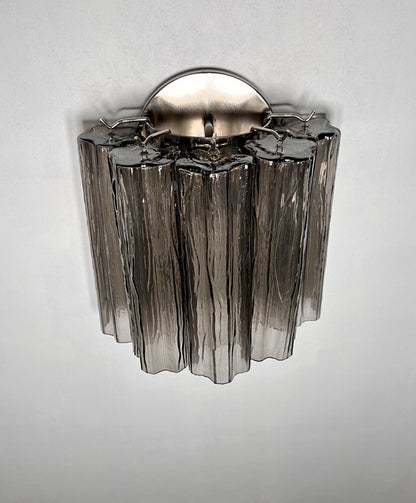 Murano Vegglampe | 5 Røykfargede Rørglass | 1 par