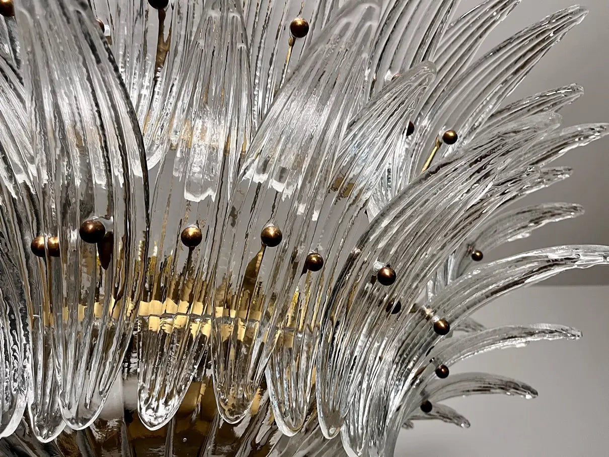 Murano Chandelier – 82 Clear Palmette Glass – detail 3 – Murano Classics