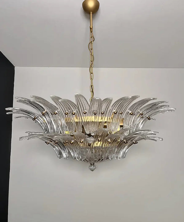 Murano Chandelier – 82 Clear Palmette Glass – Murano Classics