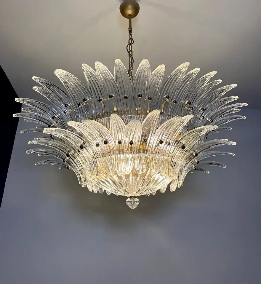 Murano Chandelier – 82 Clear Palmette Glass – detail 6 – Murano Classics