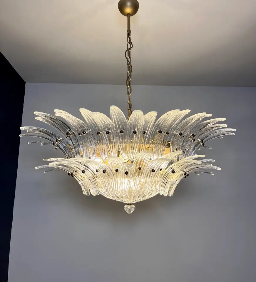 Murano Chandelier – 82 Clear Palmette Glass – detail 11 – Murano Classics