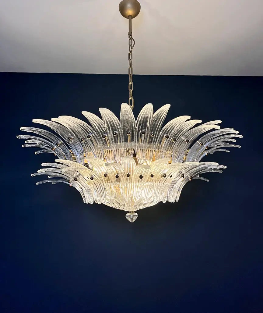 Murano Chandelier – 82 Clear Palmette Glass – detail 8 – Murano Classics