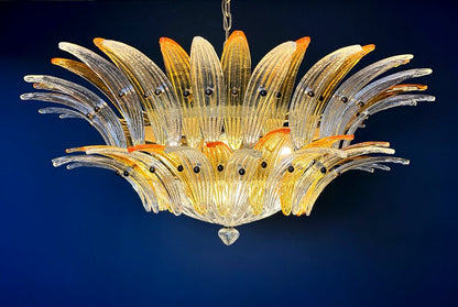 Murano Lysekrone | 82 Klare Gule Gull Palmeglass