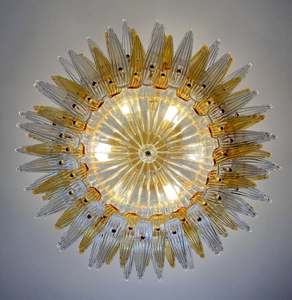 Murano Lysekrone | 82 Klare Gule Gull Palmeglass