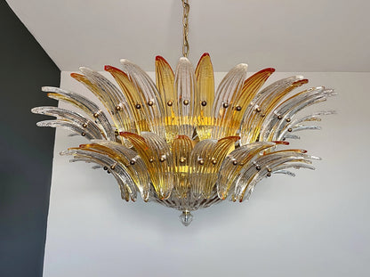 Murano Lysekrone | 82 Klare Gule Gull Palmeglass