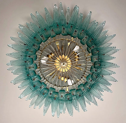 Murano Lysekrone | 82 Klare Gull Turkise Palmeglass