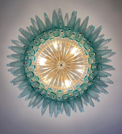 Murano Lysekrone | 82 Klare Gull Turkise Palmeglass