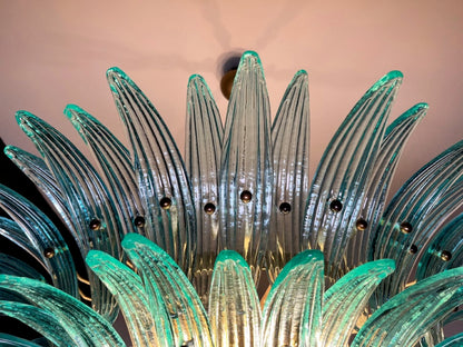 Murano Lysekrone | 82 Klare Gull Turkise Palmeglass