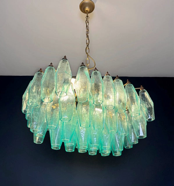 Lustre Murano – 56 Verres Poliedri Turquoise – détail 6 – Murano Classics