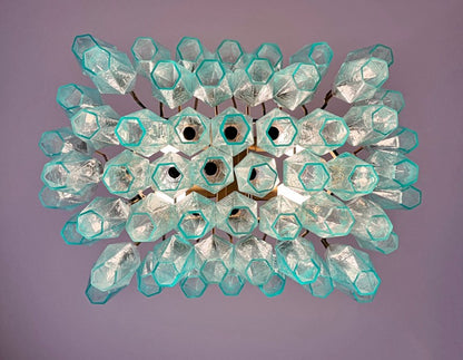 Murano Lysekrone | Gull Turkise Poliedriglass