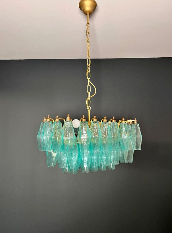 Lustre Murano – 56 Verres Poliedri Turquoise – Murano Classics