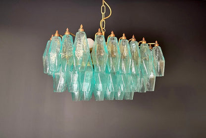 Murano Lysekrone | Gull Turkise Poliedriglass