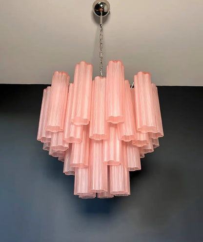 Murano Lysekrone | 36 Rosa Matte Glassrør