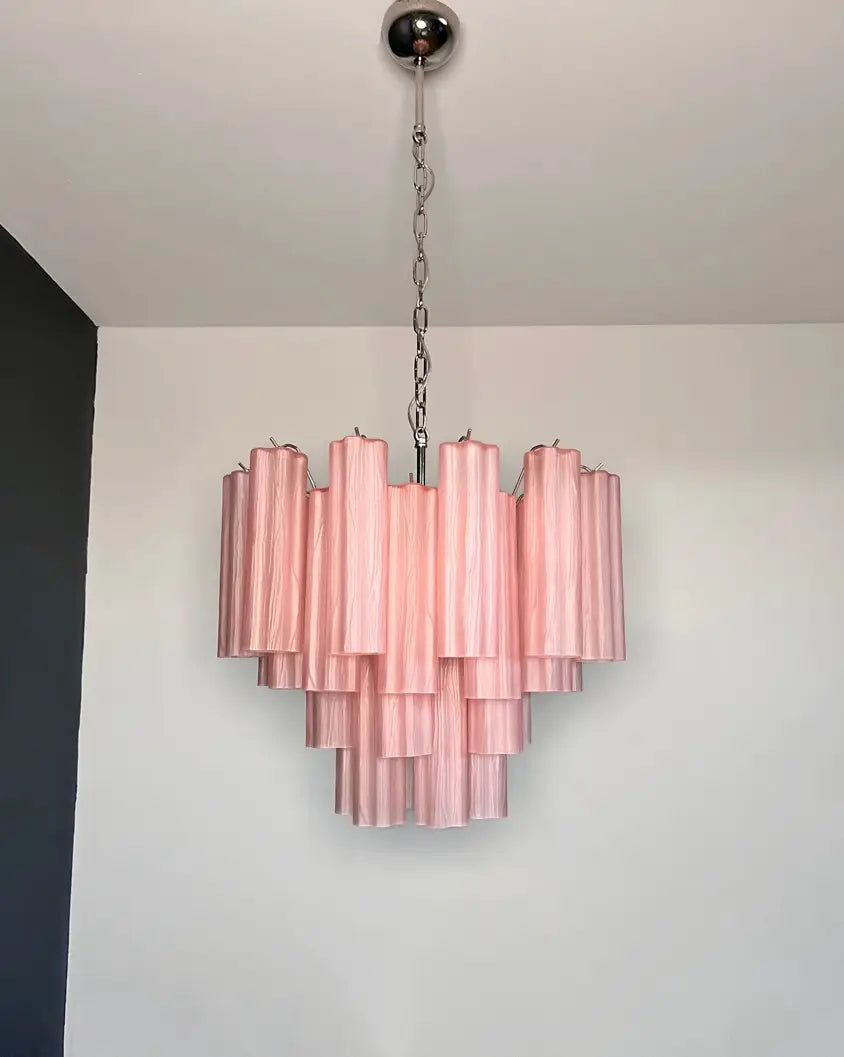 Murano Chandelier – 36 Pink Matte Tube Glass – Murano Classics