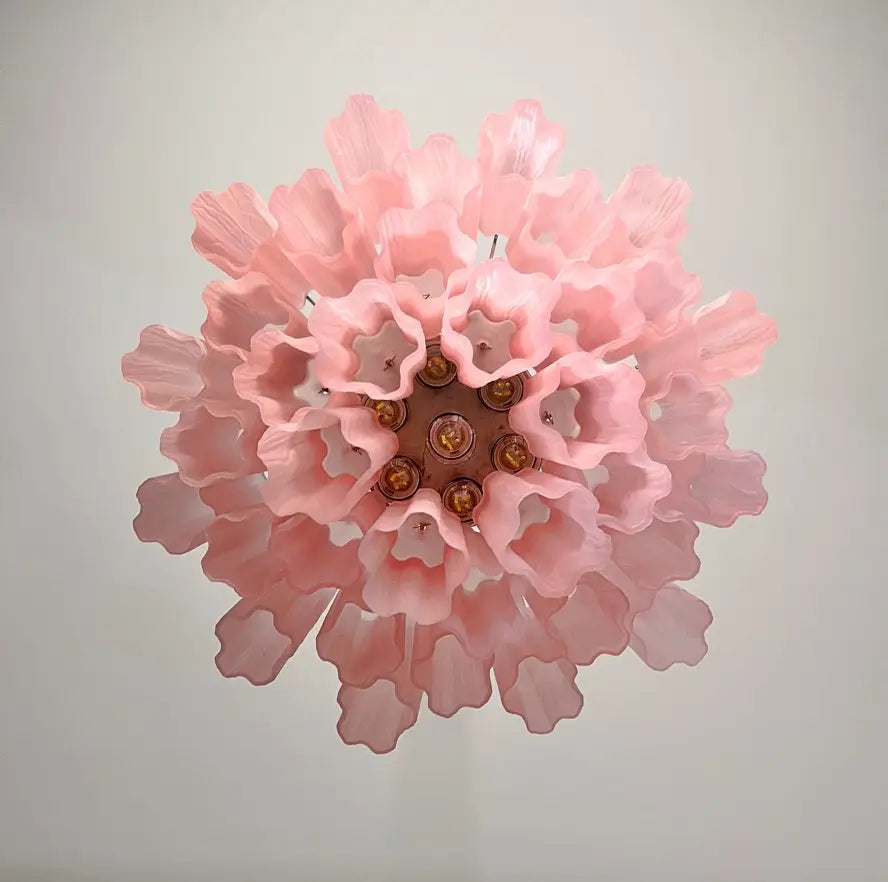 Murano Chandelier – 36 Pink Matte Tube Glass – detail 1 – Murano Classics
