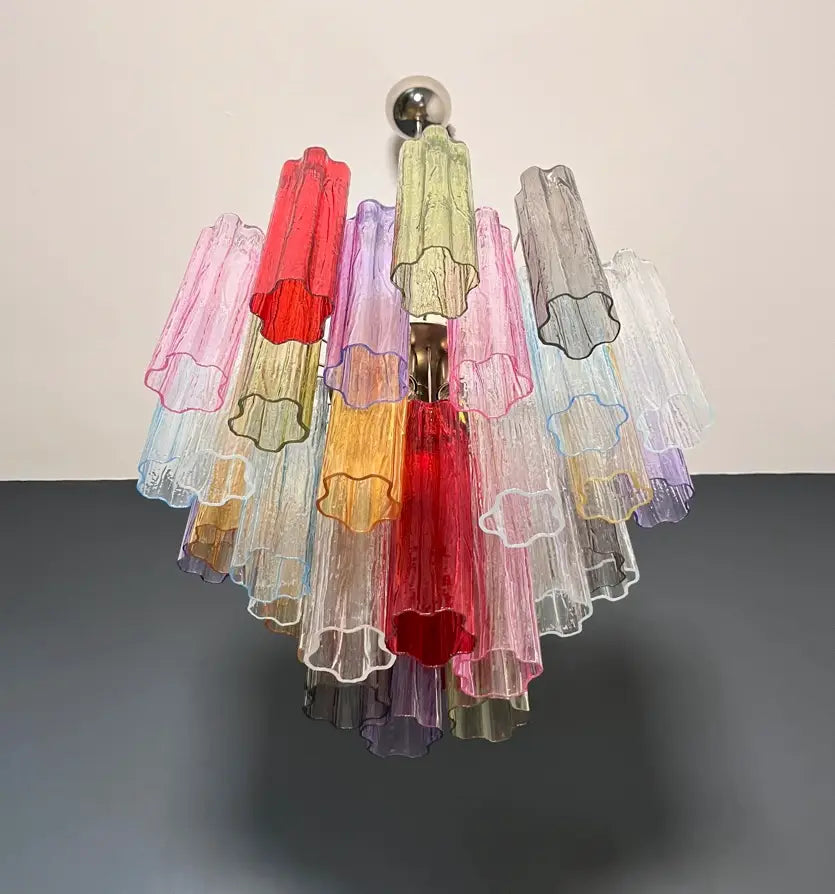 Lustre Murano – 36 Verres Tubulaires Multicolores – détail 4 – Murano Classics