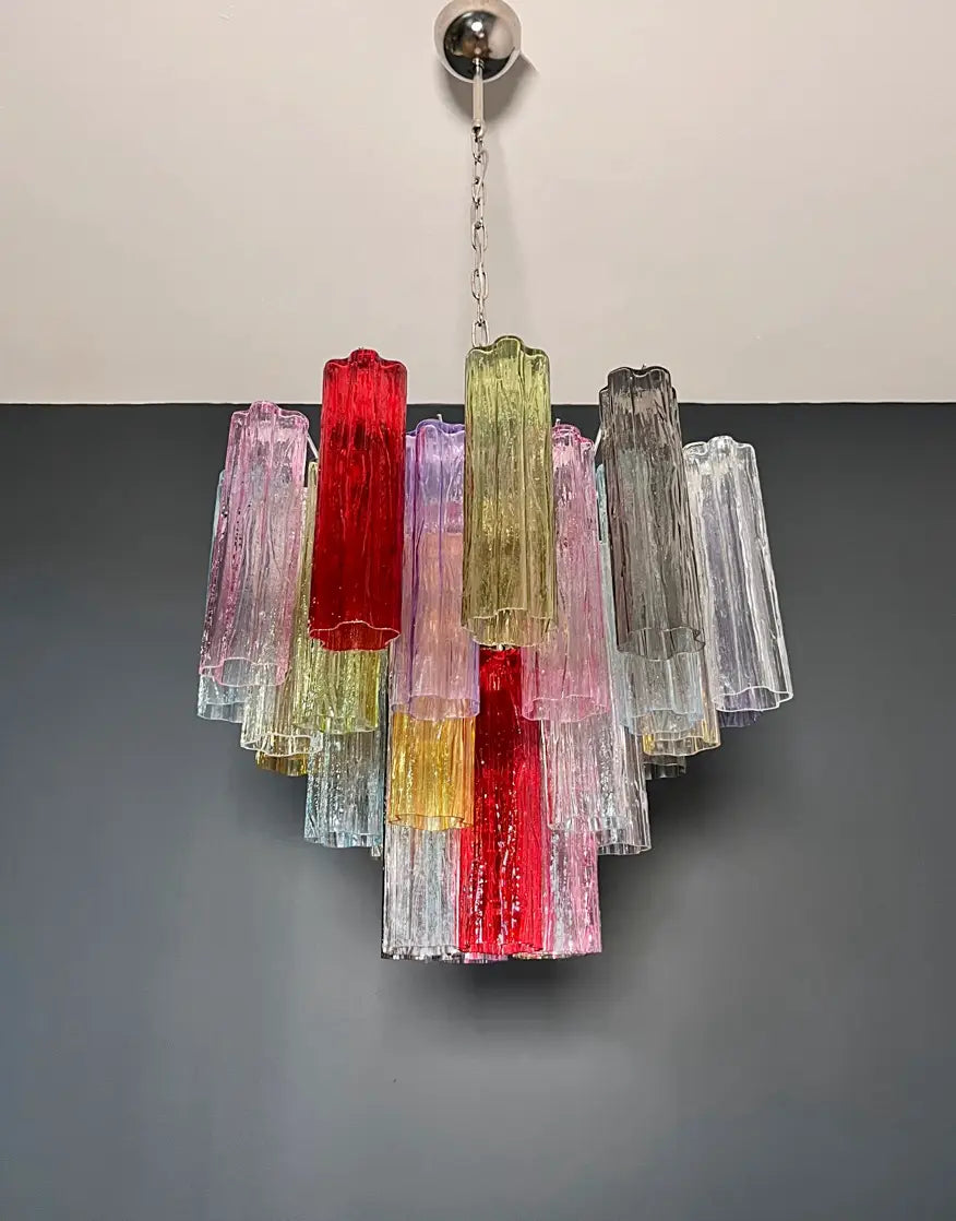 Murano Chandelier – 36 Multicoloured Tube Glass – Murano Classics