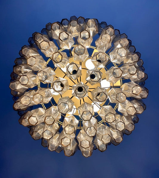 Murano Lysekrone | 111 Røykfargede Gull Poliedriglass