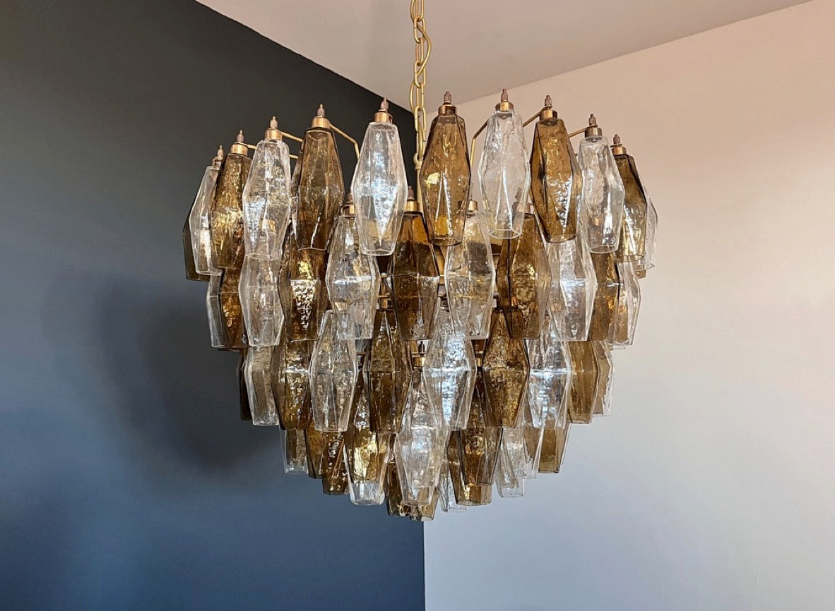 Lampadario Murano – 111 Vetri Poliedri Trasparenti Affumicati – dettaglio 8 – Murano Classics