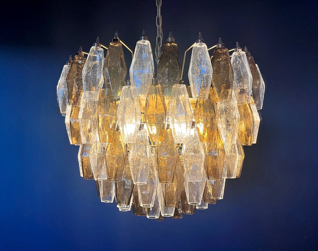 Lampadario Murano – 111 Vetri Poliedri Trasparenti Affumicati – dettaglio 6 – Murano Classics