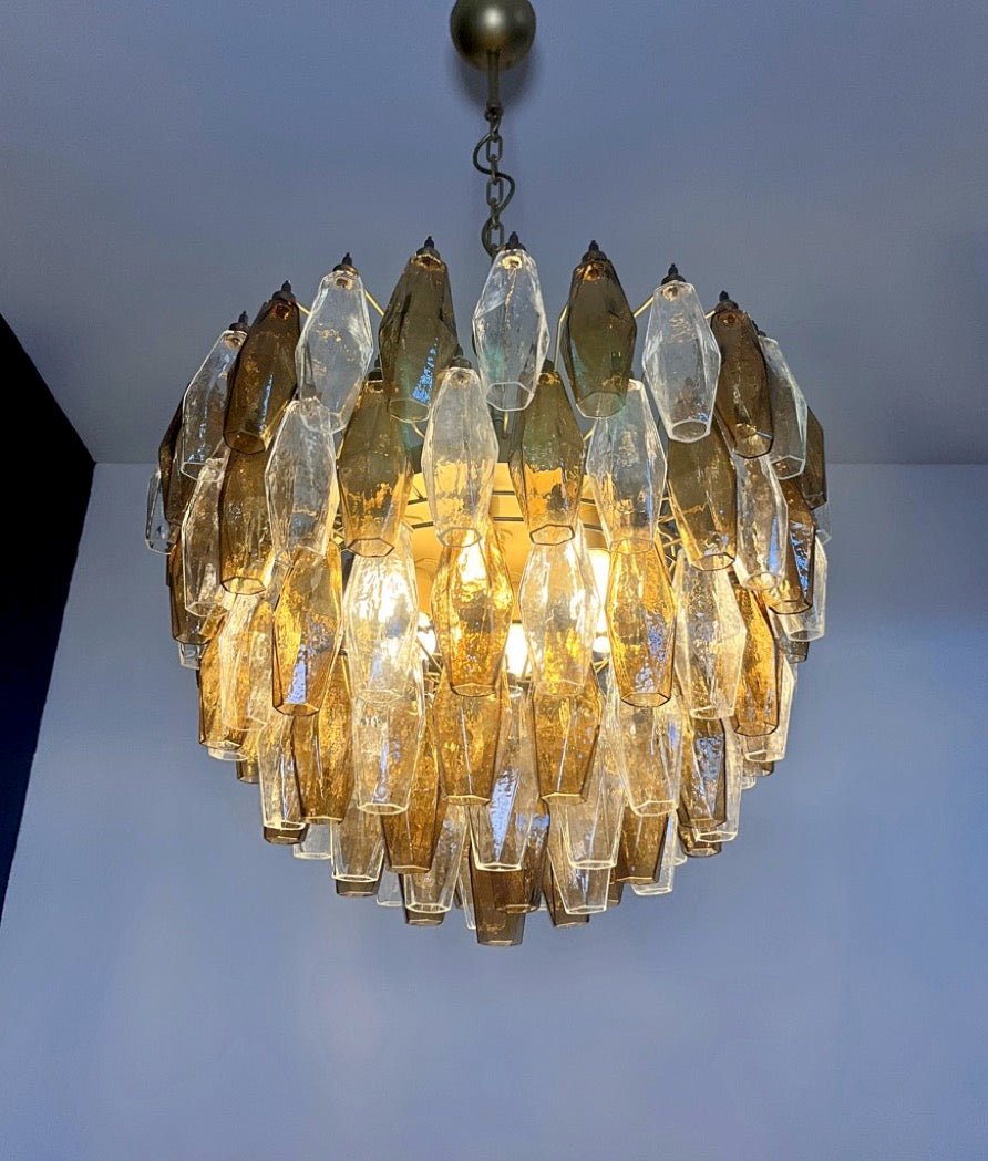 Lampadario Murano – 111 Vetri Poliedri Trasparenti Affumicati – dettaglio 4 – Murano Classics