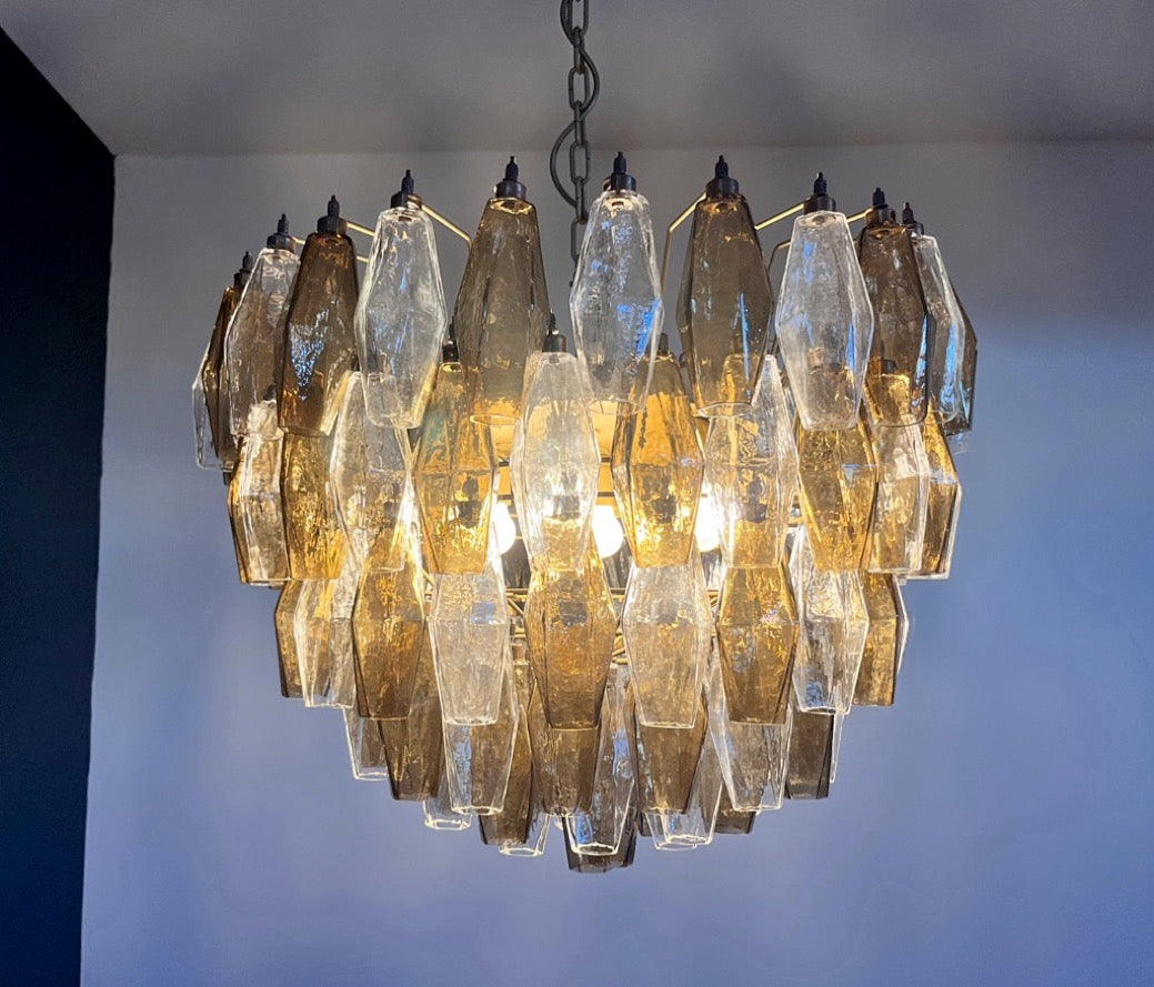 Lampadario Murano – 111 Vetri Poliedri Trasparenti Affumicati – dettaglio 3 – Murano Classics