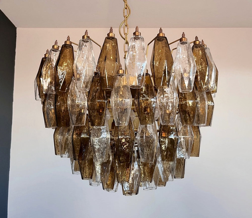 Lampadario Murano – 111 Vetri Poliedri Trasparenti Affumicati – dettaglio 10 – Murano Classics