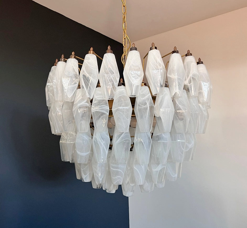 Murano Lysekrone – 111 Hvite Alabaster Poliedriglass – detalj 9 – Murano Classics