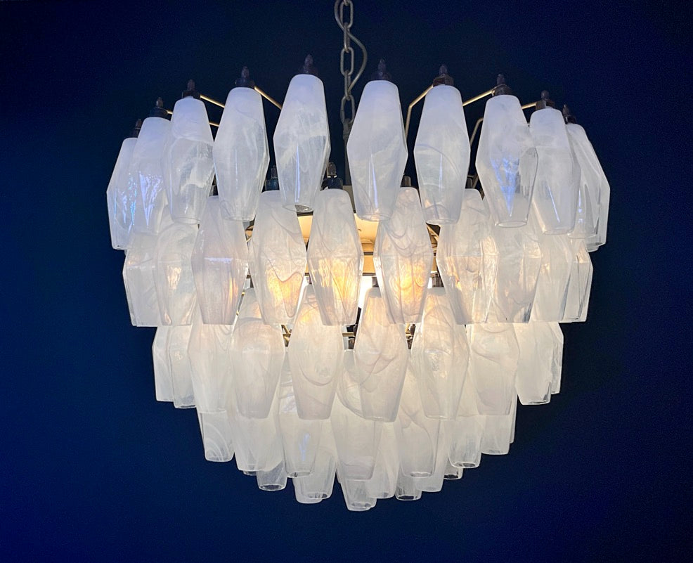 Murano Lysekrone – 111 Hvite Alabaster Poliedriglass – detalj 3 – Murano Classics