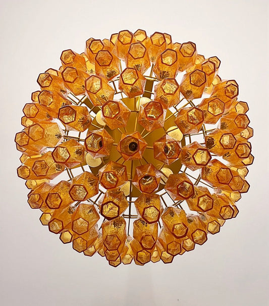 Murano Lysekrone | 111 Gule Gull Poliedriglass