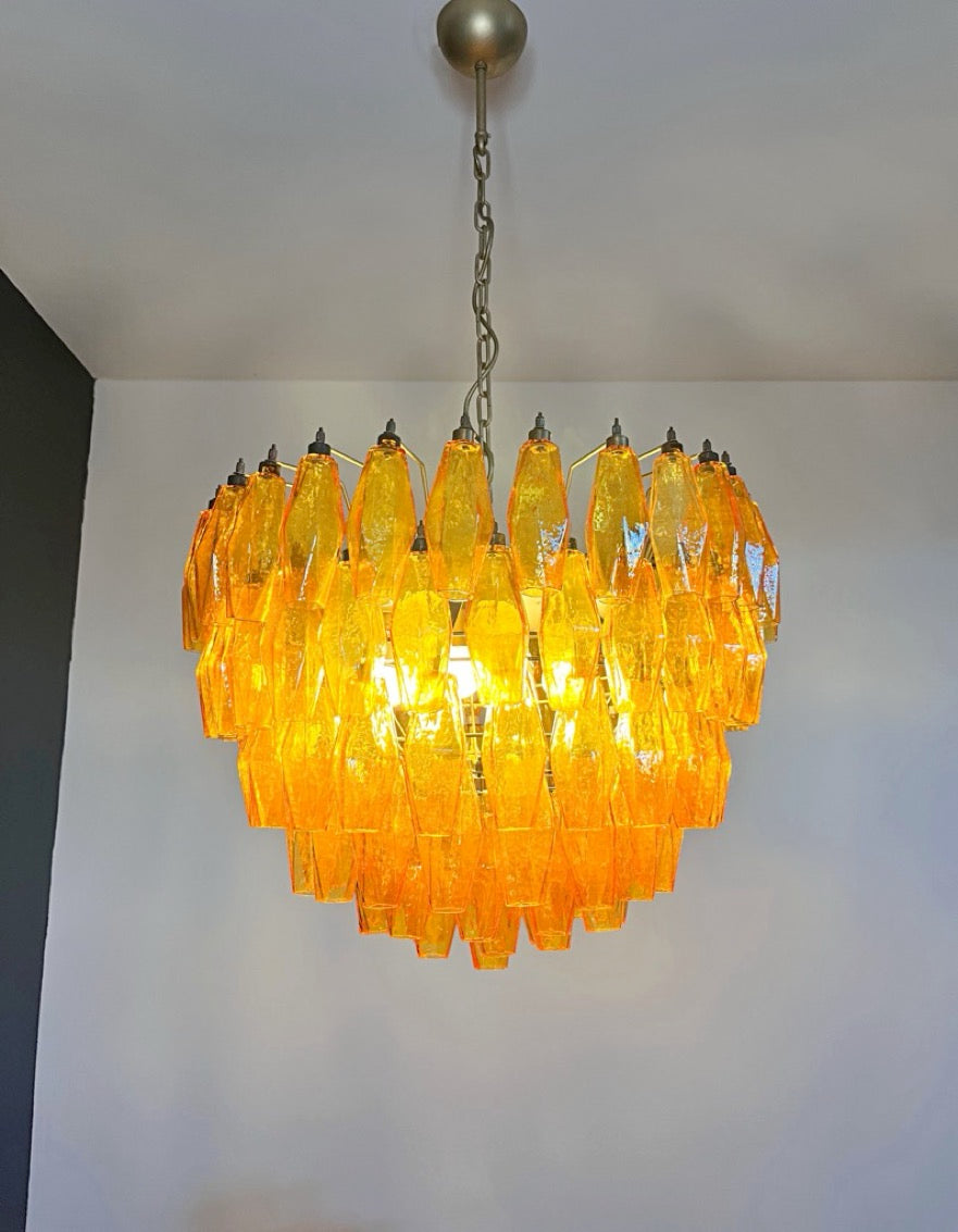 Murano Lysekrone – 111 Gule Poliedriglass – detalj 3 – Murano Classics