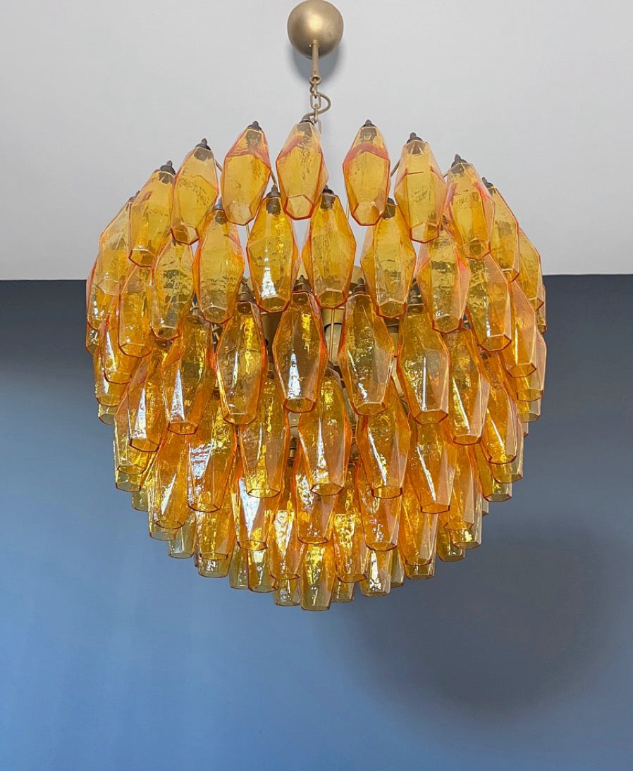 Murano Lysekrone – 111 Gule Poliedriglass – detalj 11 – Murano Classics
