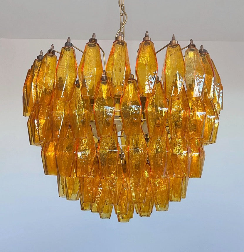 Murano Lysekrone – 111 Gule Poliedriglass – detalj 10 – Murano Classics