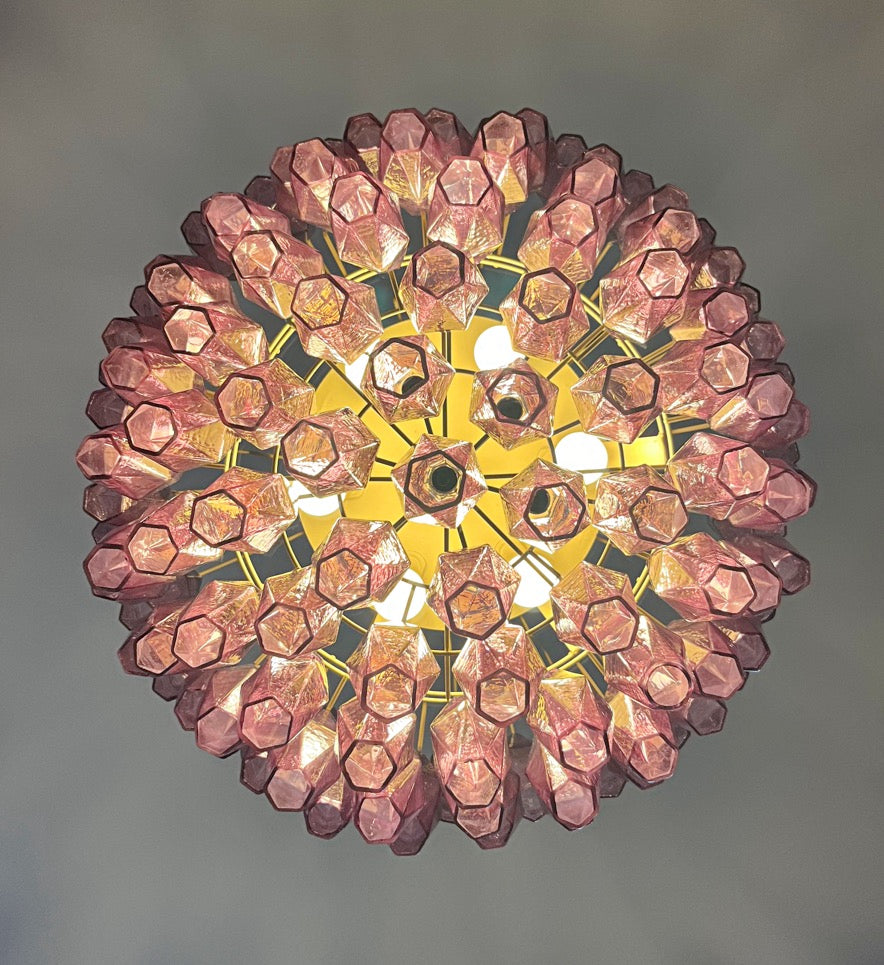 Lampadario Murano – 84 Vetri Poliedri Viola – dettaglio 4 – Murano Classics
