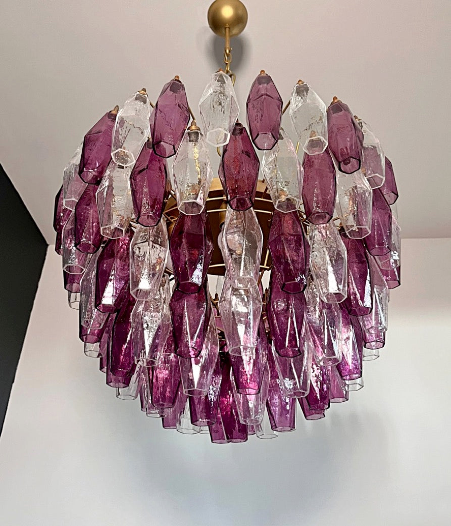 Murano Lysekrone – 111 Klare Lilla Poliedriglass – detalj 9 – Murano Classics